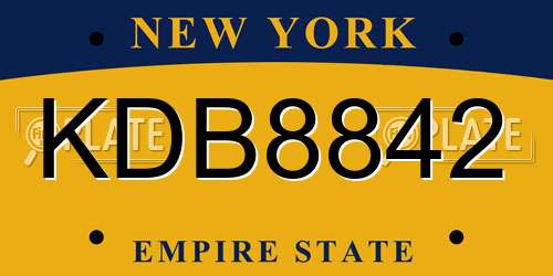 KDB8842 New York License Plate