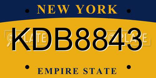 KDB8843 New York License Plate