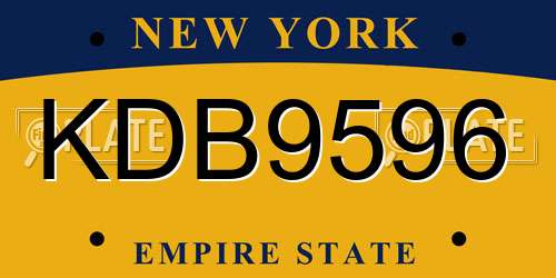 KDB9596 New York License Plate