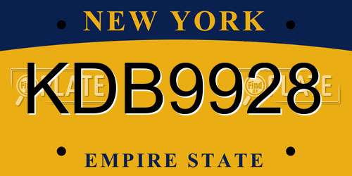 KDB9928 New York License Plate