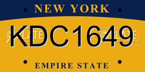 KDC1649 New York License Plate