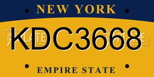 KDC3668 New York License Plate