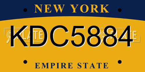 KDC5884 New York License Plate