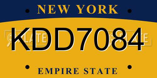KDD7084 New York License Plate