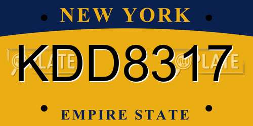 KDD8317 New York License Plate