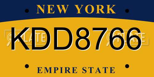 KDD8766 New York License Plate
