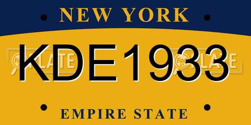 KDE1933 New York License Plate