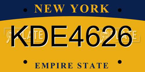 KDE4626 New York License Plate