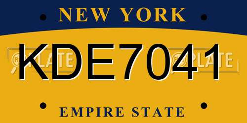 KDE7041 New York License Plate