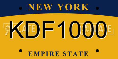 KDF1000 New York License Plate