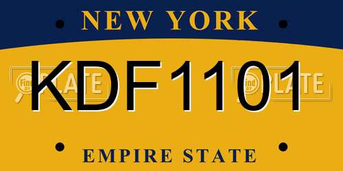 KDF1101 New York License Plate