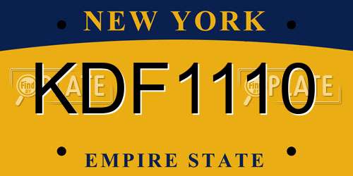 KDF1110 New York License Plate