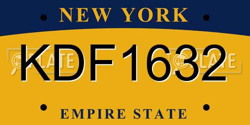 KDF1632 New York License Plate