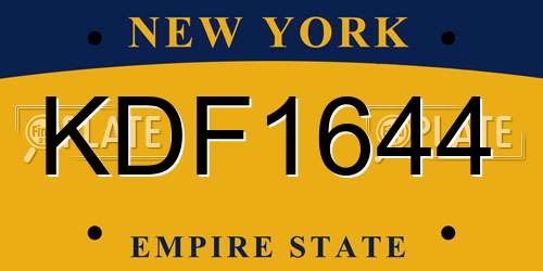KDF1644 New York License Plate