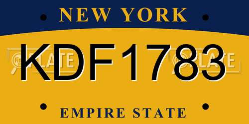 KDF1783 New York License Plate