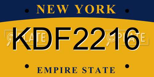 KDF2216 New York License Plate