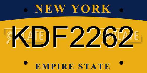 KDF2262 New York License Plate