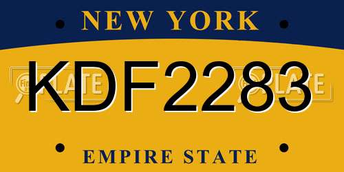 KDF2283 New York License Plate