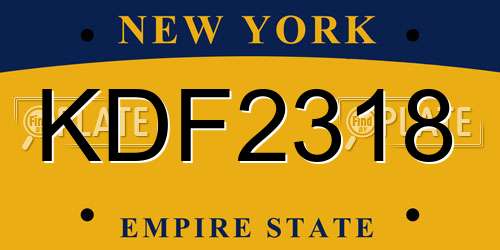 KDF2318 New York License Plate