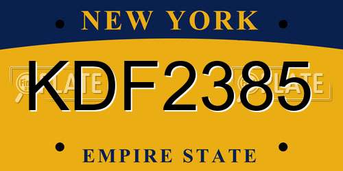 KDF2385 New York License Plate