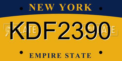 KDF2390 New York License Plate