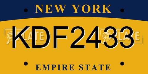 KDF2433 New York License Plate
