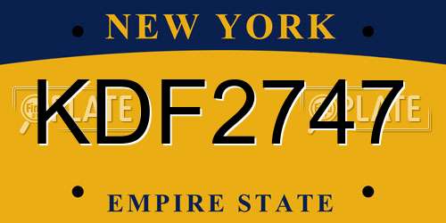 KDF2747 New York License Plate