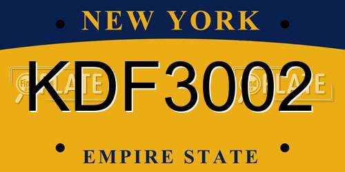 KDF3002 New York License Plate