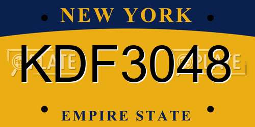 KDF3048 New York License Plate