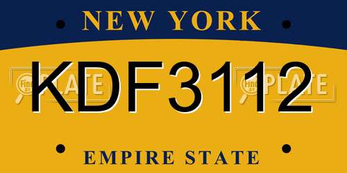KDF3112 New York License Plate