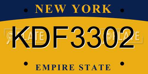 KDF3302 New York License Plate