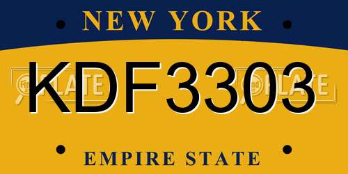 KDF3303 New York License Plate