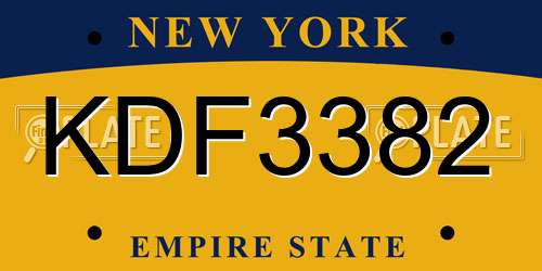 KDF3382 New York License Plate