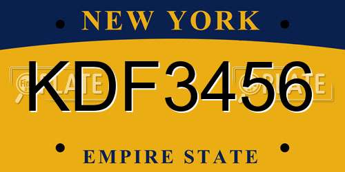 KDF3456 New York License Plate
