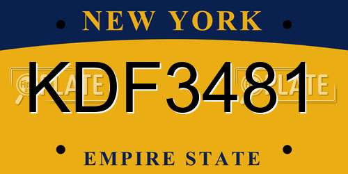 KDF3481 New York License Plate