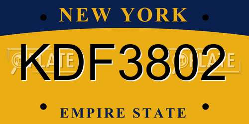 KDF3802 New York License Plate