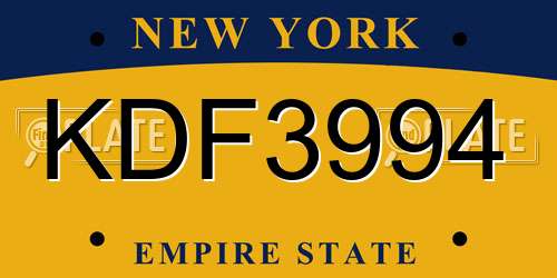 KDF3994 New York License Plate