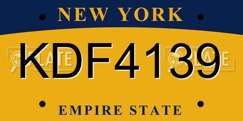 KDF4139 New York License Plate