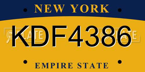 KDF4386 New York License Plate