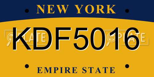 KDF5016 New York License Plate