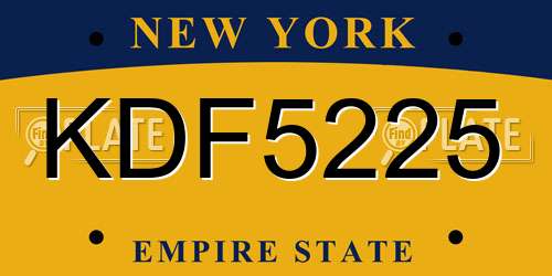 KDF5225 New York License Plate