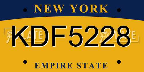 KDF5228 New York License Plate