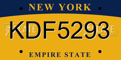 KDF5293 New York License Plate