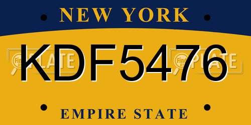 KDF5476 New York License Plate