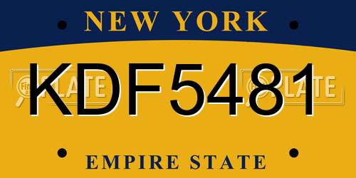 KDF5481 New York License Plate