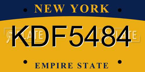 KDF5484 New York License Plate