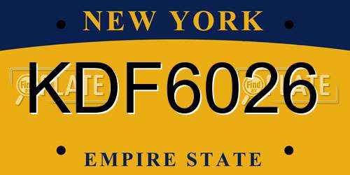 KDF6026 New York License Plate