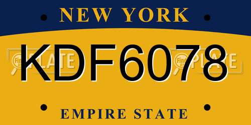 KDF6078 New York License Plate