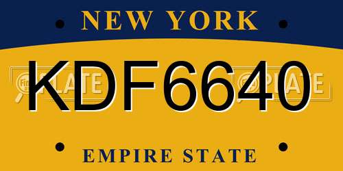 KDF6640 New York License Plate