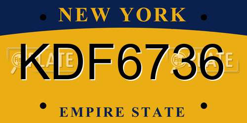 KDF6736 New York License Plate